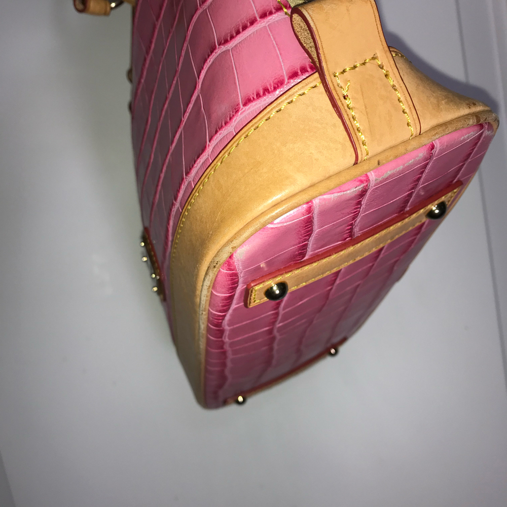 Dooney & Bourke Pink Croc Leather Satchel Crossbody EUC - Picture 5 of 9